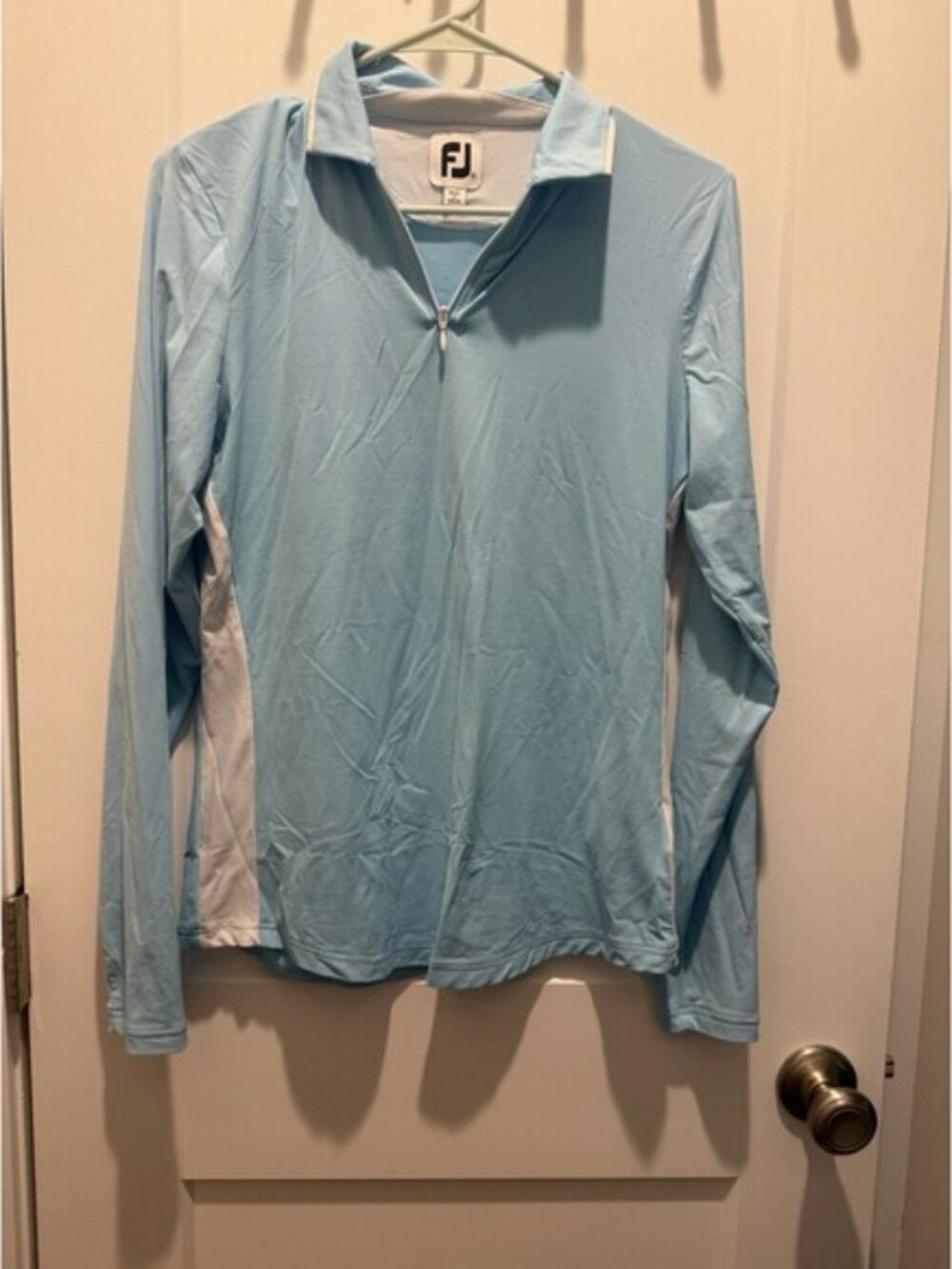 Women's Footjoy Quarter Zip Golf Pullover Size Medium White And Blue M